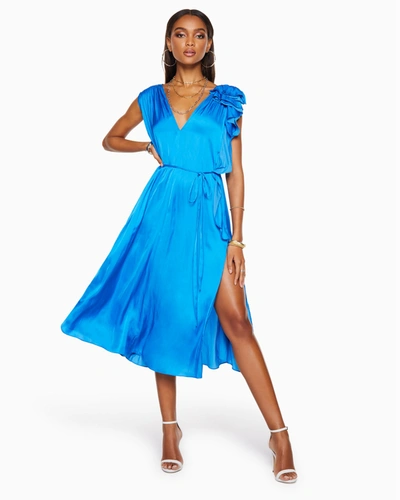 Shop Ramy Brook Kaisley Ruched Midi Dress In Lapis