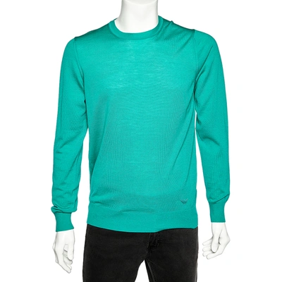 Pre-owned Emporio Armani Green Wool Crewneck Jumper Xl