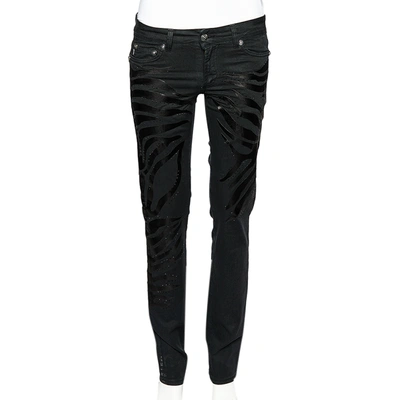 Pre-owned Just Cavalli Black Denim Crystal Embellished Slim Fit Jeans M