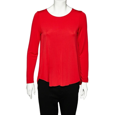 Pre-owned Armani Collezioni Red Jersey Round Neck Top M