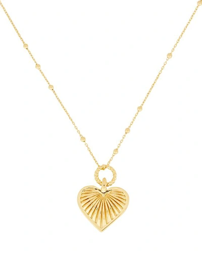 Shop Missoma Ridged Heart Pendant Necklace In Gold