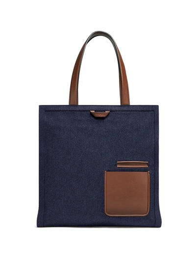 Shop Ermenegildo Zegna Two-tone Tote Bag In Blue