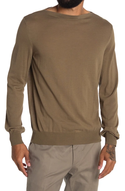 Shop Valentino Crew Neck Cotton Pullover Sweater In Army