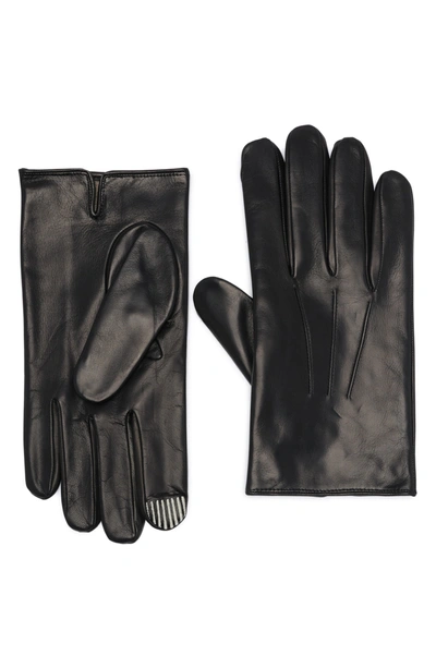 Shop Portolano Cashmere Lined Faux Leather Gloves In Black