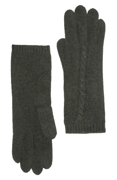 Portolano Cable Knit Cashmere Gloves In Green Menagerie