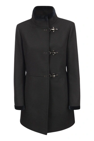 Fay Collar Sleeve Length Trim Coat In Black