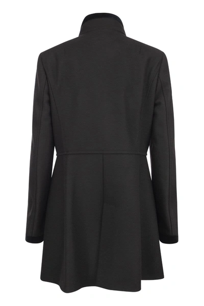 Fay Collar Sleeve Length Trim Coat In Black