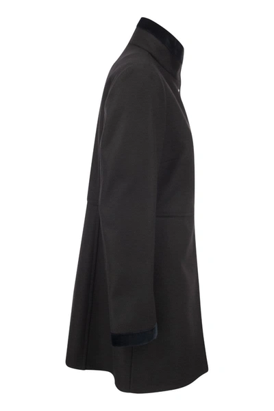 Fay Collar Sleeve Length Trim Coat In Black