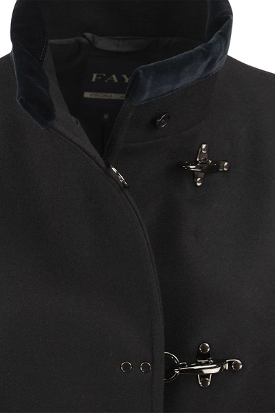 Fay Collar Sleeve Length Trim Coat In Black
