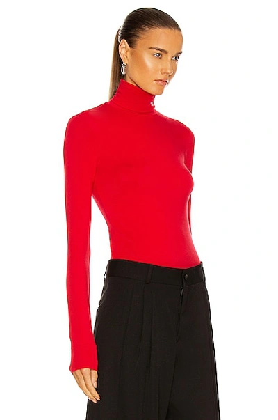 Shop Raf Simons Jersey Turtleneck Top In Red & White