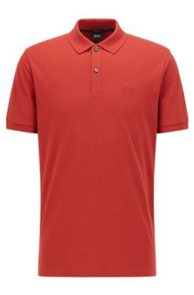 Shop Hugo Boss Regular Fit Polo Shirt In Pima Cotton Piqu In Red