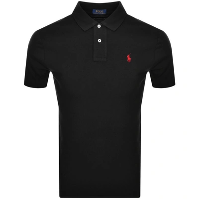 Polo Ralph Lauren "custom Slim Fit" Black Polo Shirt With Classic Collar And Pony Embroidery On The Front In Cotton Ma In Black