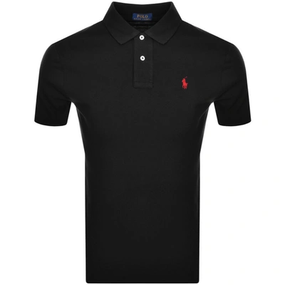 Polo Ralph Lauren "custom Slim Fit" Black Polo Shirt With Classic Collar And Pony Embroidery On The Front In Cotton Ma In Black