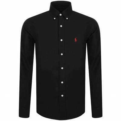 Shop Ralph Lauren Slim Fit Long Sleeve Shirt Black