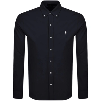 Polo Ralph Lauren Blue Shirt With Button-down Collar And Pony Embroidery On The Front In Navy