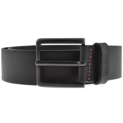 Hugo Boss Italian-leather Belt With All-over Logo Pattern In Black