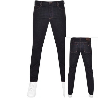 Shop Armani Collezioni Emporio Armani J21 Regular Jeans Dark Wash Navy