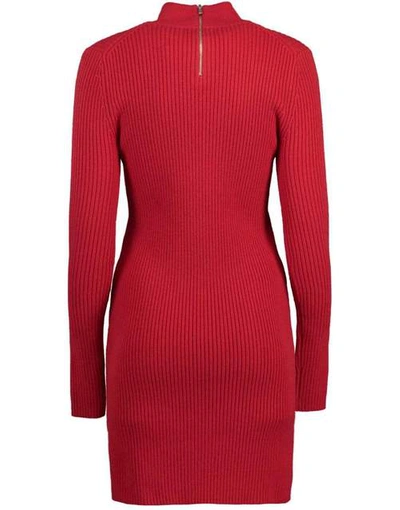Shop Michael Kors Ribbed Turtleneck Body Dress In Scarlet
