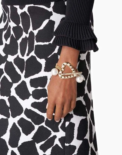 Shop Carolina Herrera Giraffe Jacquard Pencil Skirt In Blk/wht