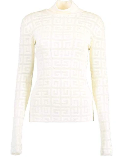Shop Givenchy Lace Monogram Stretch Sweater - Off White In Off Wht
