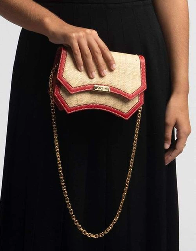 Shop Mark Cross Madeline Evening Raffia And Leather Clutch