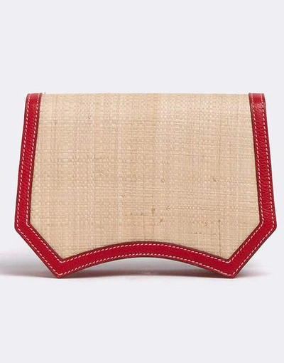 Shop Mark Cross Madeline Evening Raffia And Leather Clutch