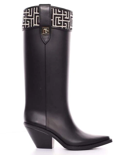 Shop Balmain Black Rubber Tess Boots In Ivry/blk