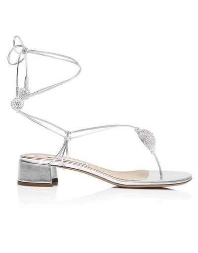 Shop Aquazzura Jackie Ankle Wrap Sandal In Silver