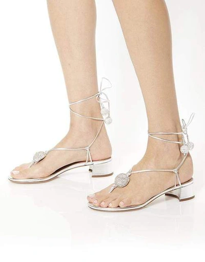 Shop Aquazzura Jackie Ankle Wrap Sandal In Silver