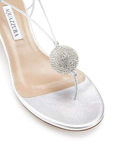 Shop Aquazzura Jackie Ankle Wrap Sandal In Silver