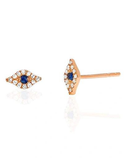 Shop Ef Collection Mini Diamond Evil Eye Stud Earrings In Rosegold