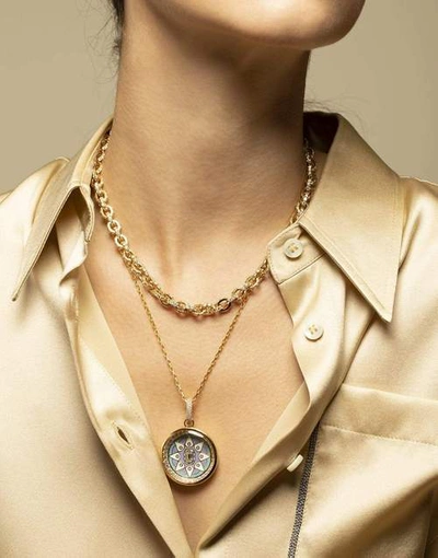 Shop Buddha Mama Diamond Link Necklace In Ylwgold