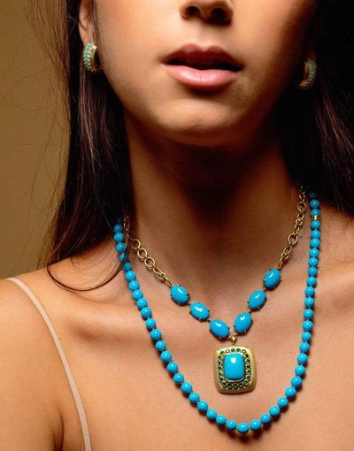Shop Leigh Maxwell Sleeping Beauty Turquoise Bead Necklace In Ylwgold