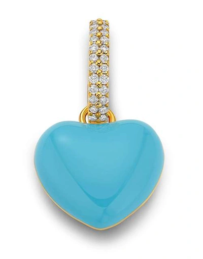 Shop Buddha Mama Sky Blue Enamel Puffy Heart Pendant In Ylwgold