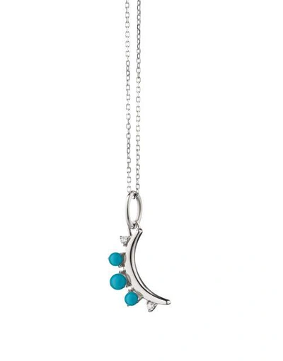 Shop Monica Rich Kosann Turquoise Moon Necklace In Silver