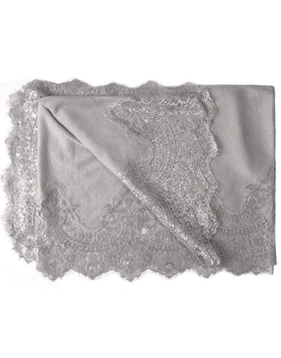 Shop Janavi India Lace Inset Scarf - Grey Silver In Gry/silv