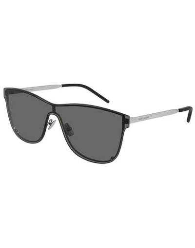 Shop Saint Laurent Sl 51 Over Mask Black Sunglasses In Silver