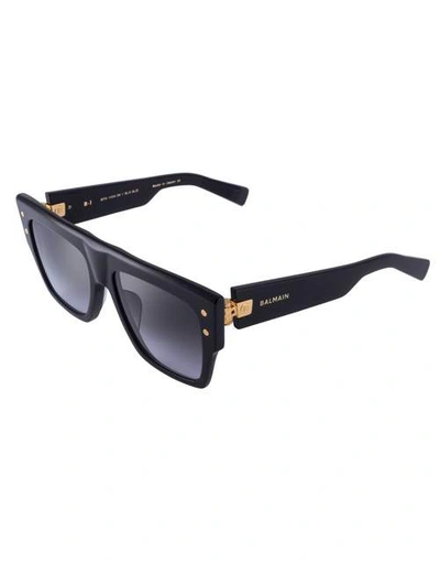 Shop Balmain Black And Gold B-i Sunglasses In Blk Gld