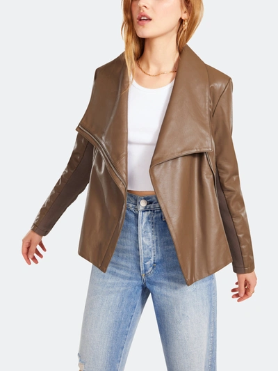 Shop Bb Dakota Up To Speed Vegan Leather Jacket In Saddle Brown