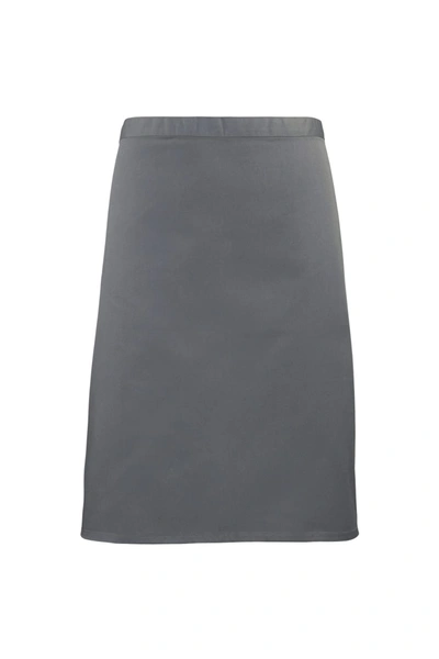 Shop Premier Ladies/womens Mid-length Apron (pack Of 2) (steel) (one Size) In Grey