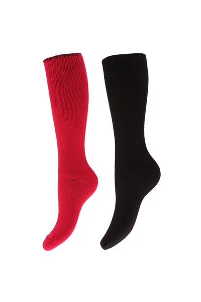 Shop Floso Womens/ladies Thermal Winter Wellington/welly Boot Socks (2 Pairs) (pink/black)
