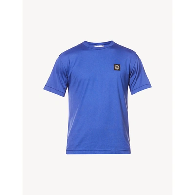 Shop Stone Island Logo-patch Crewneck Cotton-jersey T-shirt In Periwinkle