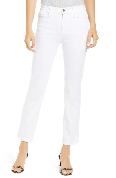 Frame Le High Straight Double Needle Jeans In Blanc