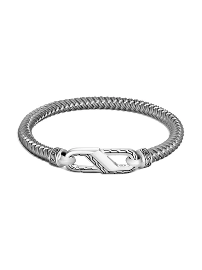 Shop John Hardy Chain Classic Silver & Woven Rubber Steel Bracelet