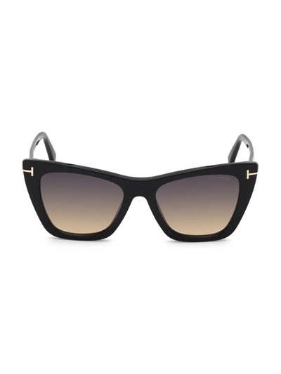 Shop Tom Ford Women's Poppy 53mm Cat Eye Sunglasses In Shiny Black Gradient Smoke