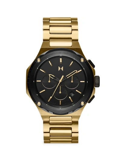 Shop Mvmt Men's Raptor Sunflare Goldtone Stainless Steel Chronograph Watch In Black