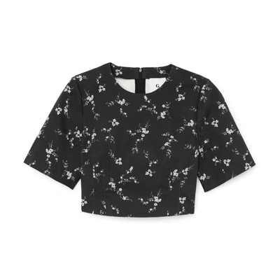 Shop G. Label Taz Short-sleeve Top In Black Micro Floral