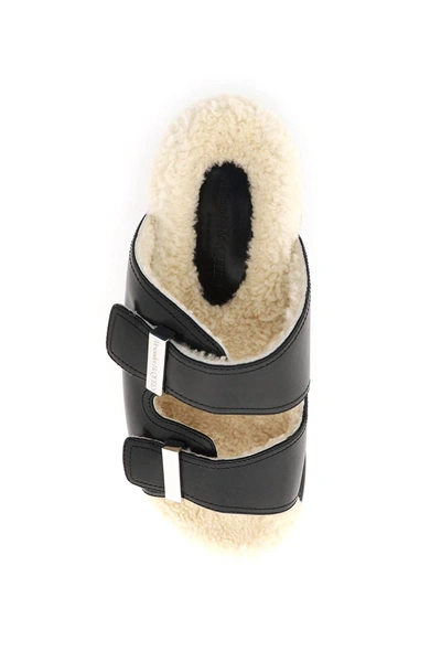 Shop Alexander Mcqueen Leather And Shearling Hybrid Mules In Mixed Colours
