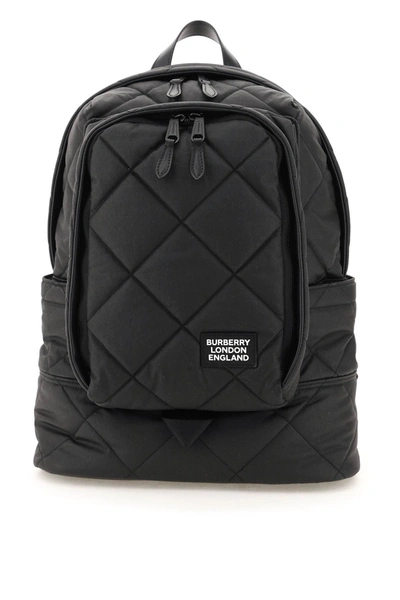 Shop Burberry Quilted Waxed Cotton Backpack In Black