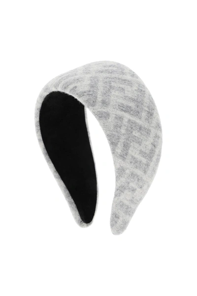 Shop Fendi Padded Wool Headband In Grey